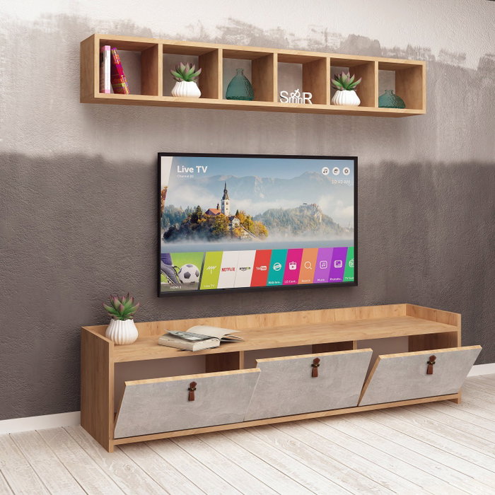 Hanah Home Mueble de TV Sleppa Roble y Blanco Hanah Home Mueble de TV Sleppa Roble y Blanco